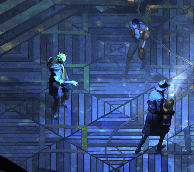 Characters dancing.