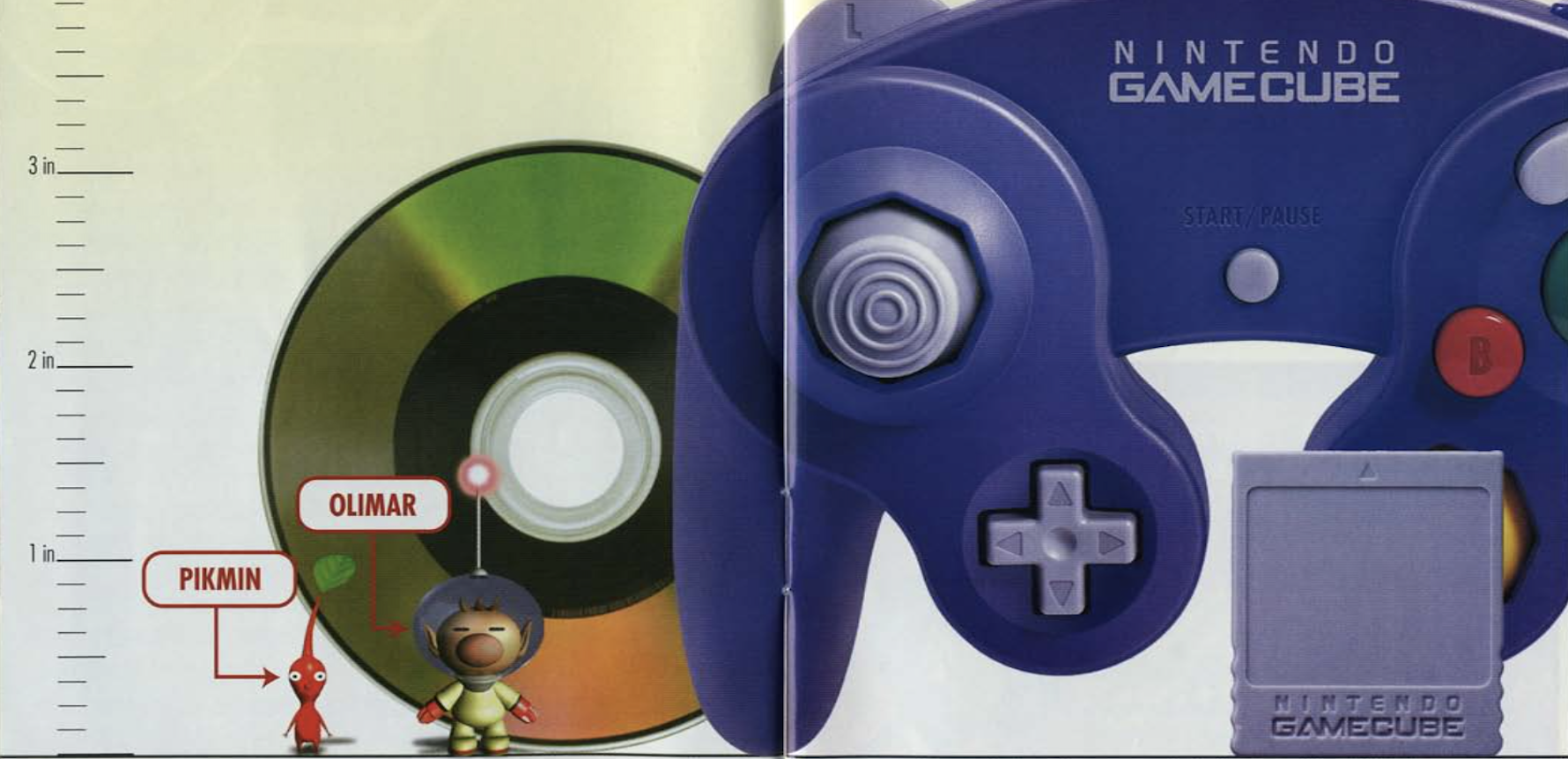 Diagram showing the scale of Olimar and pikmin